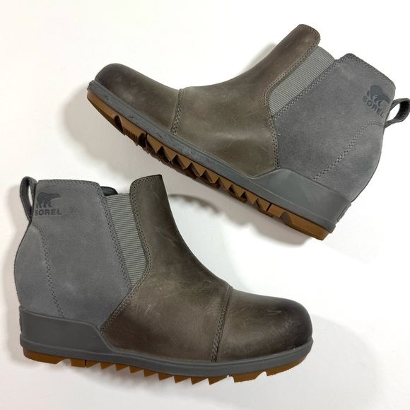 Sorel Evie Two-Tone Wedge Ankle Boots - Picture 1 of 7